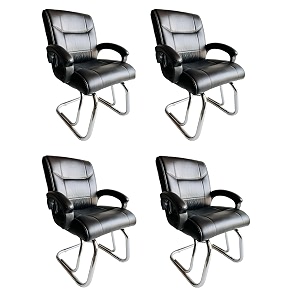 goyal steel amp furniture executive office visitor chair home study reception school chair with arm rest and cushioned seat back 4 black double pipe frame