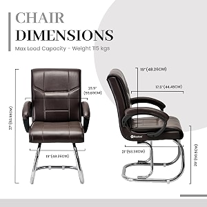 goyal steel amp furniture executive office visitor chair home study reception school chair with arm rest and cushioned seat back durable metal frame leatherette 1 coffee double pipe frame