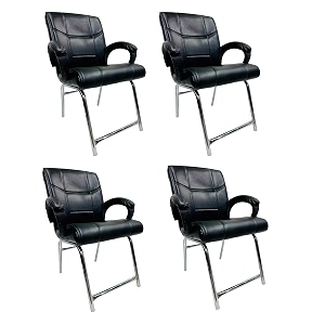 goyal steel amp furniture executive office visitor chair home study reception school chair with arm rest and cushioned seat back 4 black h frame