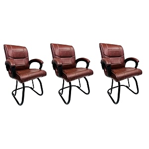 goyal steel amp furniture executive office visitor chair home study reception school chair with arm rest and cushioned seat back 3 tan powder coated double pipe frame