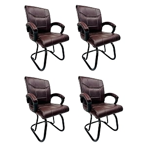 goyal steel amp furniture executive office visitor chair home study reception school chair with arm rest and cushioned seat back 4 coffee powder coated double pipe frame