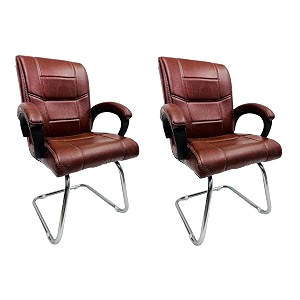 goyal steel amp furniture executive office visitor chair home study reception school chair with arm rest and cushioned seat back 2 tan single pipe frame