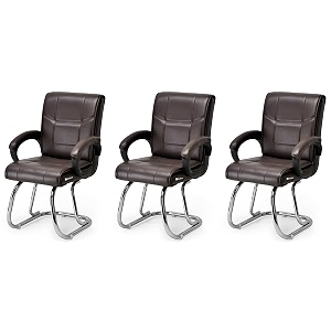 goyal steel amp furniture executive office visitor chair home study reception school chair with arm rest and cushioned seat back 3 coffee double pipe frame