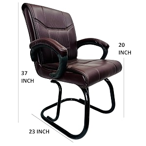 goyal steel amp furniture executive office visitor chair home study reception school chair with arm rest and cushioned seat back 1 brown powder coated double pipe frame