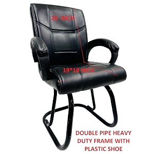 goyal steel amp furniture executive office visitor chair home study reception school chair with arm rest and cushioned seat back 1 black powder coated double pipe frame