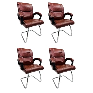 goyal steel amp furniture executive office visitor chair home study reception school chair with arm rest and cushioned seat back 4 tan single pipe frame