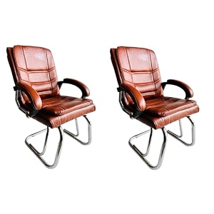 goyal steel amp furniture executive office visitor chair home study reception school chair with arm rest and cushioned seat back 2 steel handle tan double pipe frame
