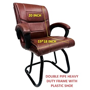goyal steel amp furniture executive office visitor chair home study reception school chair with arm rest and cushioned seat back 1 tan powder coated double pipe frame