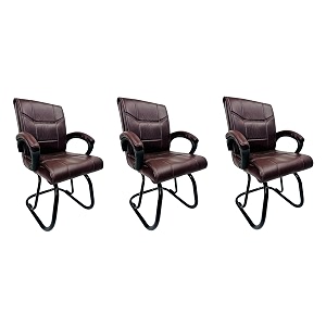 goyal steel amp furniture executive office visitor chair home study reception school chair with arm rest and cushioned seat back 3 coffee powder coated double pipe frame