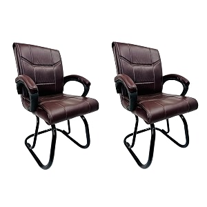 goyal steel amp furniture executive office visitor chair home study reception school chair with arm rest and cushioned seat back 2 coffee powder coated double pipe frame
