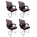 Goyal steel &amp; furniture Executive Office Visitor Chair Home Study Reception School Chair with arm Rest and Cushioned seat Back (4, Coffee, Single Pipe Frame)
