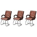 Goyal steel &amp; furniture Executive Office Visitor Chair Home Study Reception School Chair with arm Rest and Cushioned seat Back (3, Tan, Double Pipe Frame)