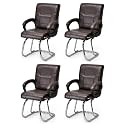 Goyal steel &amp; furniture Executive Office Visitor Chair Home Study Reception School Chair with arm Rest and Cushioned seat Back (4, Coffee, Double Pipe Frame)