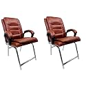 Goyal steel &amp; furniture Executive Office Visitor Chair Home Study Reception School Chair with arm Rest and Cushioned seat Back (2, Steel Handle Tan, H Frame)