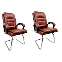 Goyal steel &amp; furniture Executive Office Visitor Chair Home Study Reception School Chair with arm Rest and Cushioned seat Back (2, Steel Handle Tan, Single Pipe Frame)