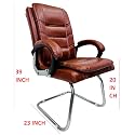 Goyal steel &amp; furniture Executive Office Visitor Chair Home Study Reception School Chair with arm Rest and Cushioned seat Back (1, Steel Handle Tan, Single Pipe Frame)