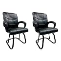 Goyal steel & furniture Executive Office Visitor Chair Home Study Reception School Chair with arm Rest and Cushioned seat Back (2, Black, Powder Coated Double Pipe Frame)