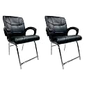 Goyal steel &amp; furniture Executive Office Visitor Chair Home Study Reception School Chair with arm Rest and Cushioned seat Back (2, Black, H Frame)