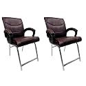 Goyal steel &amp; furniture Executive Office Visitor Chair Home Study Reception School Chair with arm Rest and Cushioned seat Back (2, Coffee, H Frame)