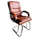Goyal steel &amp; furniture Executive Office Visitor Chair Home Study Reception School Chair with arm Rest and Cushioned seat Back (1, Tan Steel, Double Pipe Frame)