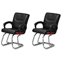 Goyal steel &amp; furniture Executive Office Visitor Chair Home Study Reception School Chair with arm Rest and Cushioned seat Back (2, Black, Double Pipe Frame)