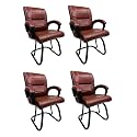 Goyal steel &amp; furniture Executive Office Visitor Chair Home Study Reception School Chair with arm Rest and Cushioned seat Back (4, Tan, Powder Coated Double Pipe Frame)