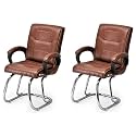 Goyal steel &amp; furniture Executive Office Visitor Chair Home Study Reception School Chair with arm Rest and Cushioned seat Back (2, Tan, Double Pipe Frame)