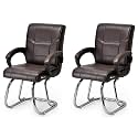 Goyal steel &amp; furniture Executive Office Visitor Chair Home Study Reception School Chair with arm Rest and Cushioned seat Back (2, Coffee, Double Pipe Frame)
