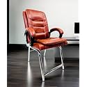 Goyal steel &amp; furniture Executive Office Visitor Chair Home Study Reception School Chair with arm Rest and Cushioned seat Back (1, Steel Handle Tan, H Frame)