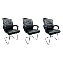 Goyal steel &amp; furniture Executive Office Visitor Chair Home Study Reception School Chair with arm Rest and Cushioned seat Back (3, Black, Single Pipe Frame)