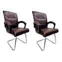 Goyal steel &amp; furniture Executive Office Visitor Chair Home Study Reception School Chair with arm Rest and Cushioned seat Back (2, Coffee, Single Pipe Frame)