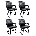 Goyal steel &amp; furniture Executive Office Visitor Chair Home Study Reception School Chair with arm Rest and Cushioned seat Back (4, Black, Powder Coated Double Pipe Frame)