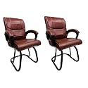 Goyal steel &amp; furniture Executive Office Visitor Chair Home Study Reception School Chair with arm Rest and Cushioned seat Back (2, Tan, Powder Coated Double Pipe Frame)