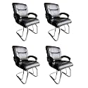 Goyal steel &amp; furniture Executive Office Visitor Chair Home Study Reception School Chair with arm Rest and Cushioned seat Back (4, Black, Double Pipe Frame)