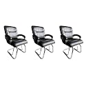 Goyal steel & furniture Executive Office Visitor Chair Home Study Reception School Chair with arm Rest and Cushioned seat Back (3, Black, Double Pipe Frame)