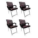 Goyal steel &amp; furniture Executive Office Visitor Chair Home Study Reception School Chair with arm Rest and Cushioned seat Back (4, Coffee, H Frame)