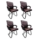 Goyal steel &amp; furniture Executive Office Visitor Chair Home Study Reception School Chair with arm Rest and Cushioned seat Back (4, Coffee, Powder Coated Double Pipe Frame)