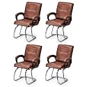 Goyal steel &amp; furniture Executive Office Visitor Chair Home Study Reception School Chair with arm Rest and Cushioned seat Back (4, Brown, Double Pipe Frame)