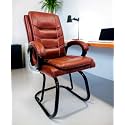 Goyal steel &amp; furniture Executive Office Visitor Chair Home Study Reception School Chair with arm Rest and Cushioned seat Back (1, Steel Handle Tan, Powder Coated Double Pipe Frame)