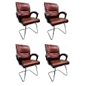 Goyal steel &amp; furniture Executive Office Visitor Chair Home Study Reception School Chair with arm Rest and Cushioned seat Back (4, Tan, Single Pipe Frame)