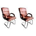 Goyal steel &amp; furniture Executive Office Visitor Chair Home Study Reception School Chair with arm Rest and Cushioned seat Back (2, Steel Handle Tan, Double Pipe Frame)