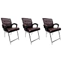 Goyal steel &amp; furniture Executive Office Visitor Chair Home Study Reception School Chair with arm Rest and Cushioned seat Back (3, Coffee, H Frame)