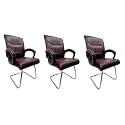 Goyal steel &amp; furniture Executive Office Visitor Chair Home Study Reception School Chair with arm Rest and Cushioned seat Back (3, Coffee, Single Pipe Frame)