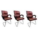 Goyal steel &amp; furniture Executive Office Visitor Chair Home Study Reception School Chair with arm Rest and Cushioned seat Back (3, Tan, Single Pipe Frame)