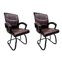 Goyal steel &amp; furniture Executive Office Visitor Chair Home Study Reception School Chair with arm Rest and Cushioned seat Back (2, Coffee, Powder Coated Double Pipe Frame)