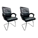 Goyal steel &amp; furniture Executive Office Visitor Chair Home Study Reception School Chair with arm Rest and Cushioned seat Back (2, Black, Single Pipe Frame)
