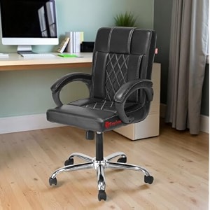 goyal steel amp furniture executive office chair home study reception library chair with arm rest and cushioned seat back 1 black stander