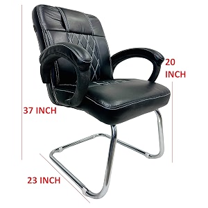 goyal steel amp furniture executive office chair home study reception library chair with arm rest and cushioned seat back 1 white black single pipe frame