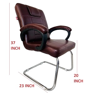 goyal steel amp furniture executive office chair home study reception library chair with arm rest and cushioned seat back 1 coffee single pipe frame