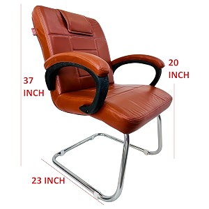 goyal steel amp furniture executive office chair home study reception library chair with arm rest and cushioned seat back 1 brown single pipe frame